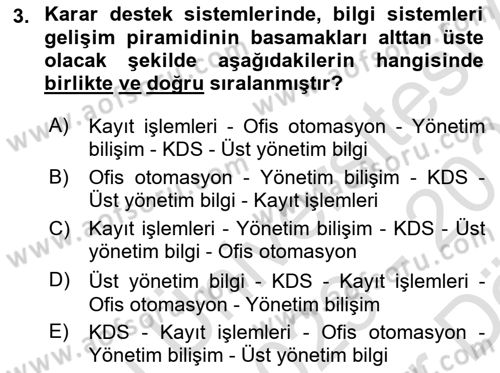 Karar Destek Sistemleri Dersi 2023 - 2024 Yılı (Vize) Ara Sınav Soruları 3. Soru