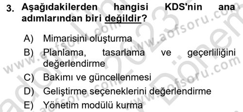 Karar Destek Sistemleri Dersi 2023 - 2024 Yılı (Final) Dönem Sonu Sınav Soruları 3. Soru
