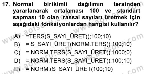 Karar Destek Sistemleri Dersi 2024 - 2025 Yılı Yaz Okulu Sınav Soruları 17. Soru