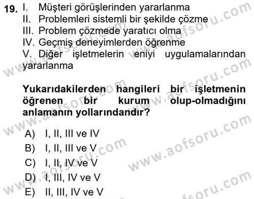 Karar Destek Sistemleri Dersi 2024 - 2025 Yılı Yaz Okulu Sınav Soruları 19. Soru