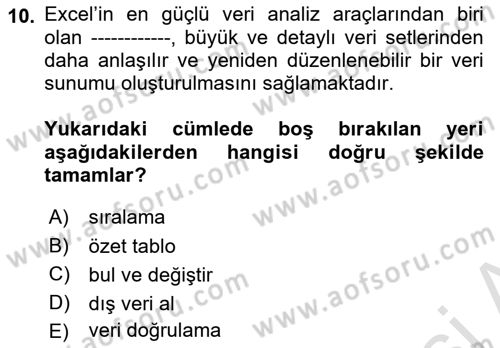 Karar Destek Sistemleri Dersi 2025 - 2026 Yılı (Vize) Ara Sınav Soruları 10. Soru