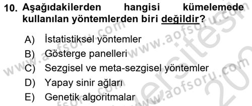 Karar Destek Sistemleri Dersi 2025 - 2026 Yılı (Final) Dönem Sonu Sınav Soruları 10. Soru