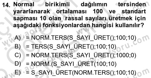 Karar Destek Sistemleri Dersi 2025 - 2026 Yılı (Final) Dönem Sonu Sınav Soruları 14. Soru