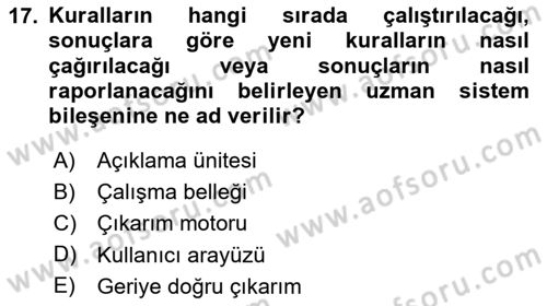 Karar Destek Sistemleri Dersi 2025 - 2026 Yılı (Final) Dönem Sonu Sınav Soruları 17. Soru