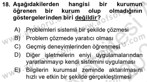 Karar Destek Sistemleri Dersi 2025 - 2026 Yılı (Final) Dönem Sonu Sınav Soruları 18. Soru