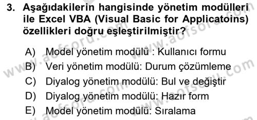 Karar Destek Sistemleri Dersi 2025 - 2026 Yılı (Final) Dönem Sonu Sınav Soruları 3. Soru