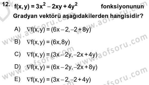 Karar Modelleri Dersi 2018 - 2019 Yılı 3 Ders Sınav Soruları 12. Soru