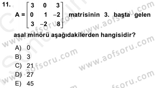 Karar Modelleri Dersi 2018 - 2019 Yılı (Final) Dönem Sonu Sınav Soruları 11. Soru