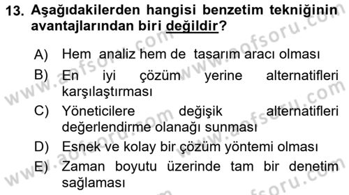 Karar Modelleri Dersi 2018 - 2019 Yılı (Final) Dönem Sonu Sınav Soruları 13. Soru