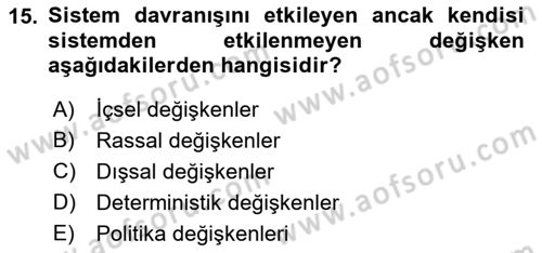 Karar Modelleri Dersi 2018 - 2019 Yılı (Final) Dönem Sonu Sınav Soruları 15. Soru