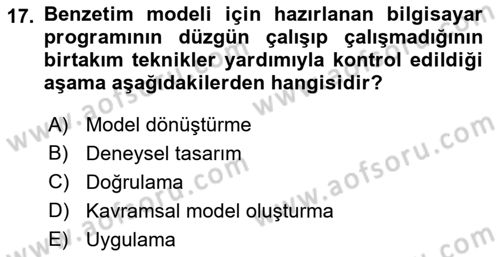 Karar Modelleri Dersi 2018 - 2019 Yılı (Final) Dönem Sonu Sınav Soruları 17. Soru
