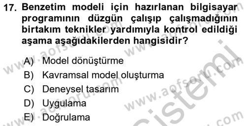 Karar Modelleri Dersi 2018 - 2019 Yılı Yaz Okulu Sınav Soruları 17. Soru