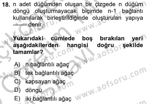 Karar Modelleri Dersi 2018 - 2019 Yılı Yaz Okulu Sınav Soruları 18. Soru
