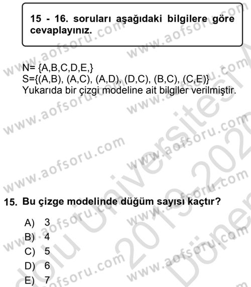 Karar Modelleri Dersi 2019 - 2020 Yılı (Final) Dönem Sonu Sınav Soruları 15. Soru