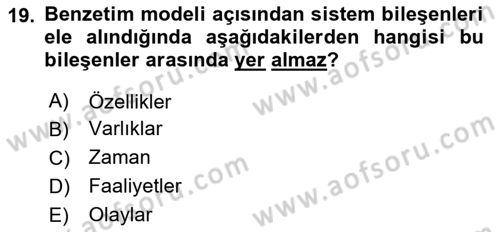 Karar Modelleri Dersi 2020 - 2021 Yılı Yaz Okulu Sınav Soruları 19. Soru