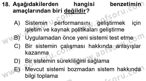 Karar Modelleri Dersi 2021 - 2022 Yılı (Final) Dönem Sonu Sınav Soruları 18. Soru