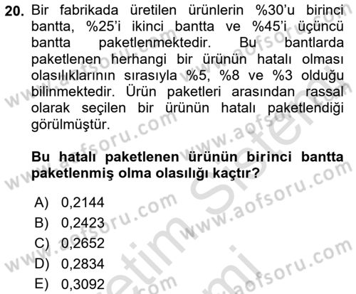 Karar Modelleri Dersi 2022 - 2023 Yılı (Vize) Ara Sınav Soruları 20. Soru