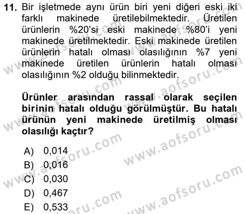 Karar Modelleri Dersi 2022 - 2023 Yılı Yaz Okulu Sınav Soruları 11. Soru