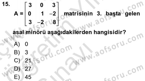 Karar Modelleri Dersi 2022 - 2023 Yılı Yaz Okulu Sınav Soruları 15. Soru