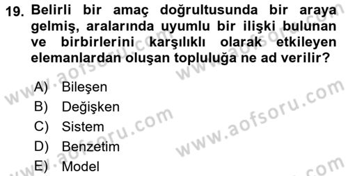 Karar Modelleri Dersi 2022 - 2023 Yılı Yaz Okulu Sınav Soruları 19. Soru