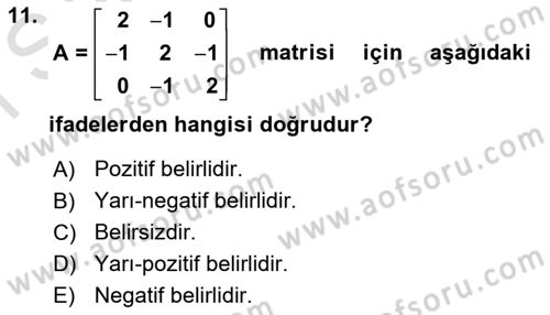 Karar Modelleri Dersi 2023 - 2024 Yılı (Final) Dönem Sonu Sınav Soruları 11. Soru