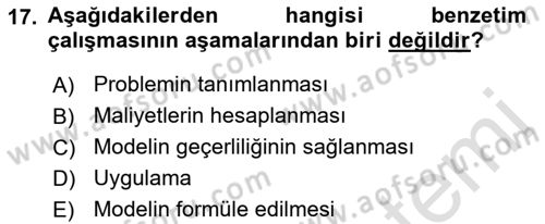 Karar Modelleri Dersi 2023 - 2024 Yılı (Final) Dönem Sonu Sınav Soruları 17. Soru