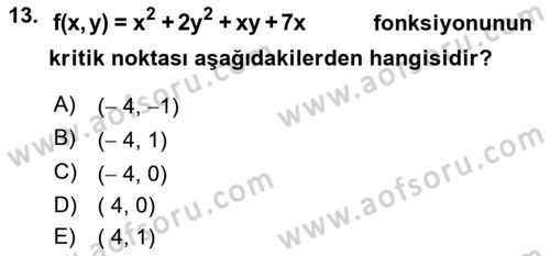Karar Modelleri Dersi 2023 - 2024 Yılı Yaz Okulu Sınav Soruları 13. Soru