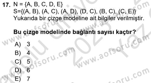 Karar Modelleri Dersi 2023 - 2024 Yılı Yaz Okulu Sınav Soruları 17. Soru