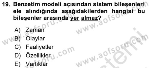 Karar Modelleri Dersi 2023 - 2024 Yılı Yaz Okulu Sınav Soruları 19. Soru