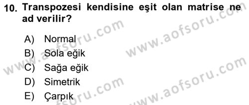 Karar Modelleri Dersi 2024 - 2025 Yılı (Final) Dönem Sonu Sınav Soruları 10. Soru