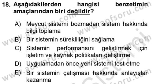 Karar Modelleri Dersi 2024 - 2025 Yılı (Final) Dönem Sonu Sınav Soruları 18. Soru