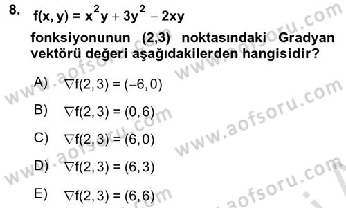 Karar Modelleri Dersi 2024 - 2025 Yılı (Final) Dönem Sonu Sınav Soruları 8. Soru
