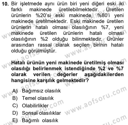 Karar Modelleri Dersi 2024 - 2025 Yılı Yaz Okulu Sınav Soruları 10. Soru