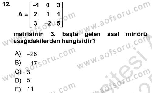 Karar Modelleri Dersi 2024 - 2025 Yılı Yaz Okulu Sınav Soruları 12. Soru