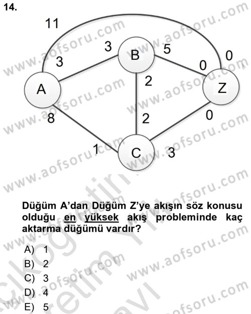 Karar Modelleri Dersi 2024 - 2025 Yılı Yaz Okulu Sınav Soruları 14. Soru