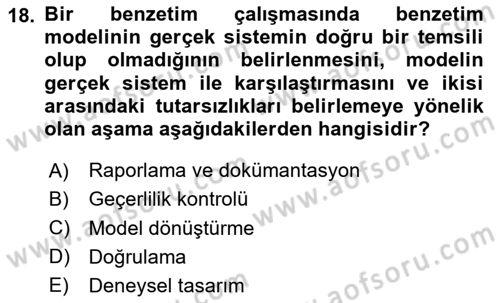 Karar Modelleri Dersi 2024 - 2025 Yılı Yaz Okulu Sınav Soruları 18. Soru