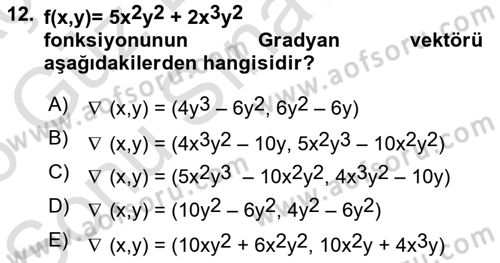 Karar Modelleri Dersi 2025 - 2026 Yılı (Final) Dönem Sonu Sınav Soruları 12. Soru