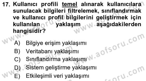 Veri Madenciliği Dersi 2018 - 2019 Yılı 3 Ders Sınav Soruları 17. Soru