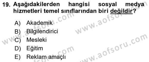 Veri Madenciliği Dersi 2018 - 2019 Yılı 3 Ders Sınav Soruları 19. Soru