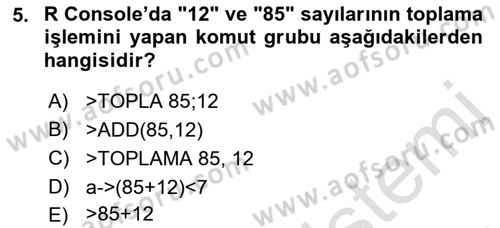Veri Madenciliği Dersi 2018 - 2019 Yılı 3 Ders Sınav Soruları 5. Soru
