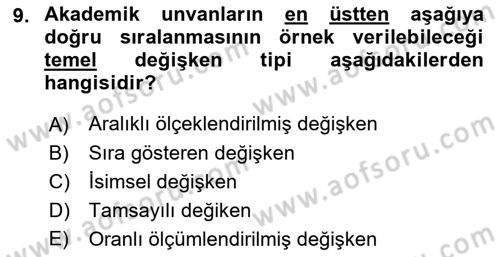 Veri Madenciliği Dersi 2018 - 2019 Yılı 3 Ders Sınav Soruları 9. Soru