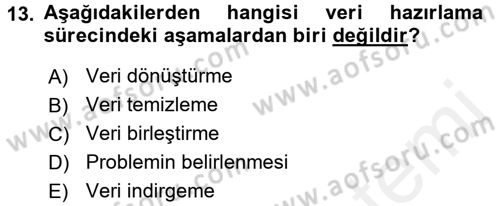 Veri Madenciliği Dersi 2018 - 2019 Yılı (Vize) Ara Sınav Soruları 13. Soru
