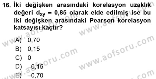 Veri Madenciliği Dersi 2018 - 2019 Yılı (Vize) Ara Sınav Soruları 16. Soru