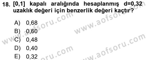 Veri Madenciliği Dersi 2018 - 2019 Yılı (Vize) Ara Sınav Soruları 18. Soru