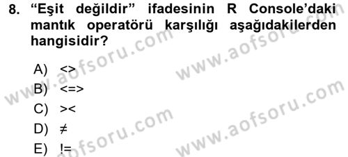 Veri Madenciliği Dersi 2018 - 2019 Yılı (Vize) Ara Sınav Soruları 8. Soru