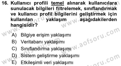 Veri Madenciliği Dersi 2018 - 2019 Yılı (Final) Dönem Sonu Sınav Soruları 16. Soru