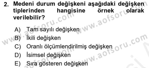 Veri Madenciliği Dersi 2018 - 2019 Yılı (Final) Dönem Sonu Sınav Soruları 2. Soru