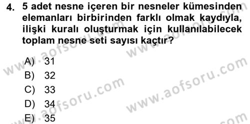 Veri Madenciliği Dersi 2018 - 2019 Yılı (Final) Dönem Sonu Sınav Soruları 4. Soru