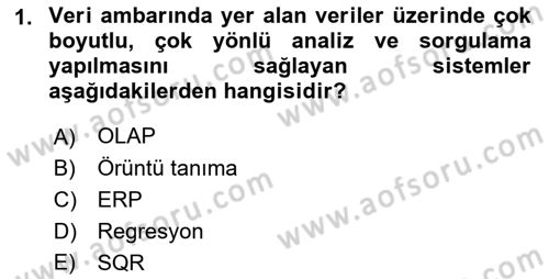 Veri Madenciliği Dersi 2018 - 2019 Yılı Yaz Okulu Sınav Soruları 1. Soru