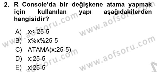 Veri Madenciliği Dersi 2018 - 2019 Yılı Yaz Okulu Sınav Soruları 2. Soru